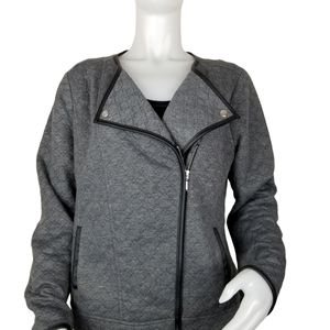Laura Ashley Lg Charcoal Gray Moto Jacket NWT